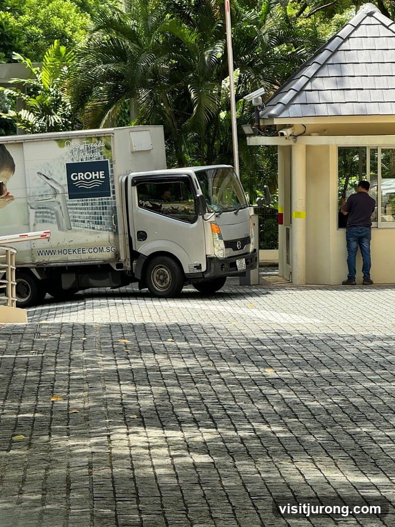 Delivery Truck at Guardhouse