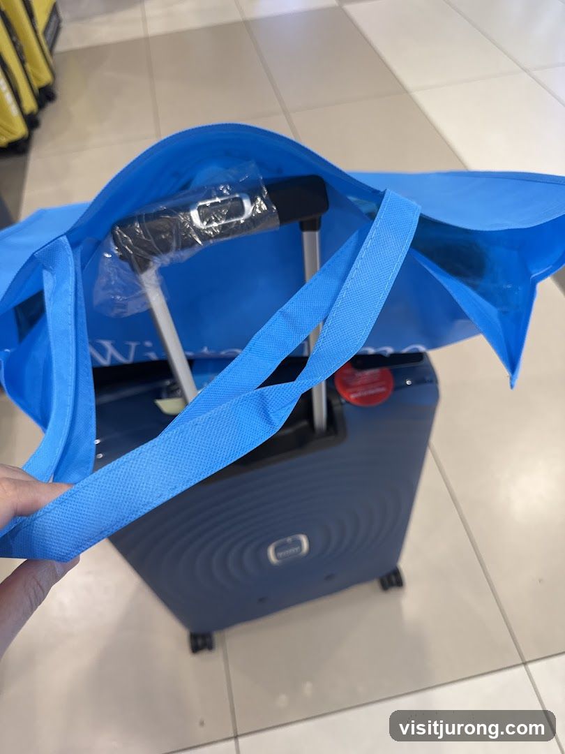 Blue Shopping Bag Over Luggage