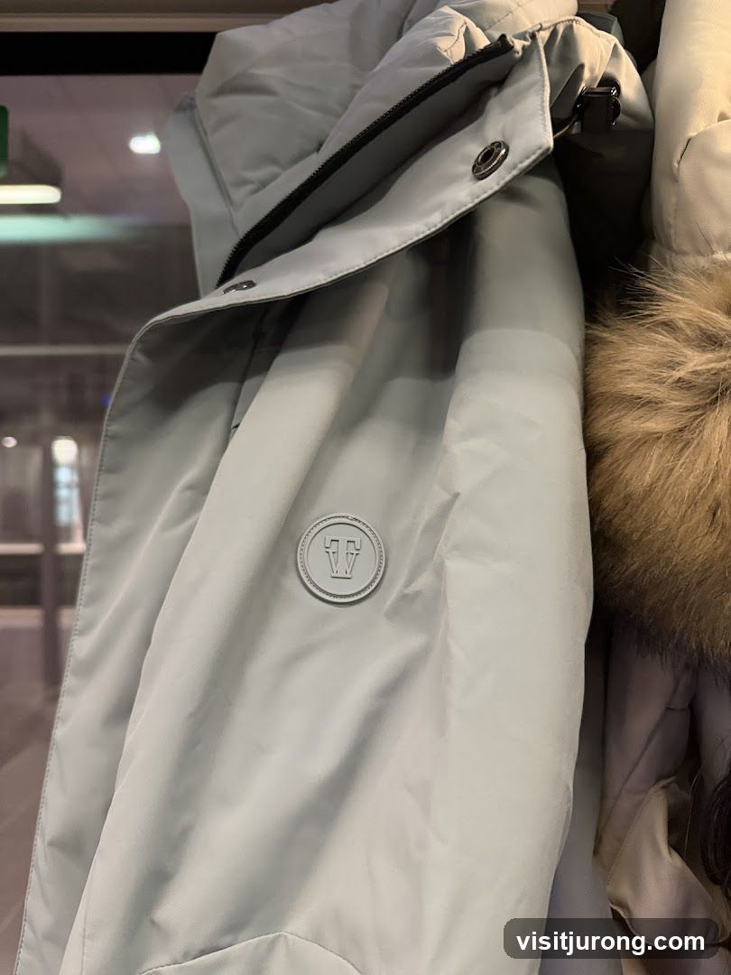 Light Blue Puffer Jacket Detail