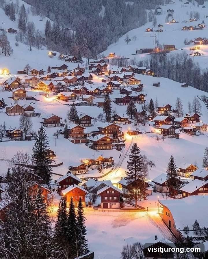 Snowy Village at Dusk