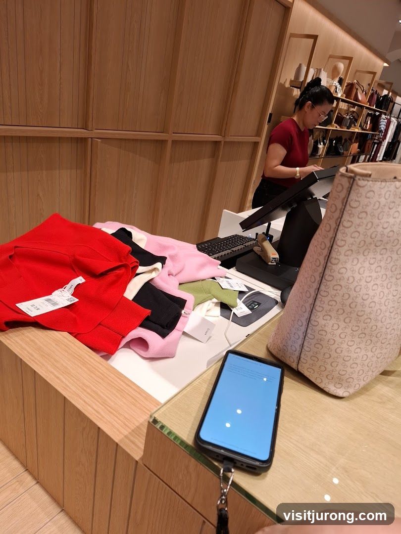 Clothing store checkout counter