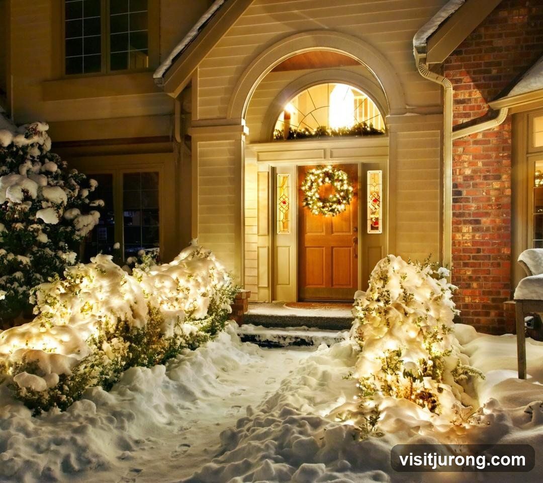 Snowy Entrance with Christmas Wreath