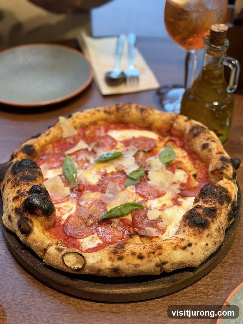 Pepperoni Pizza with Parmesan and Basil