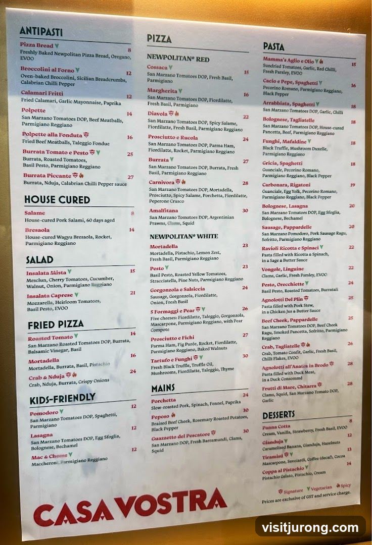 Casa Nostra Menu