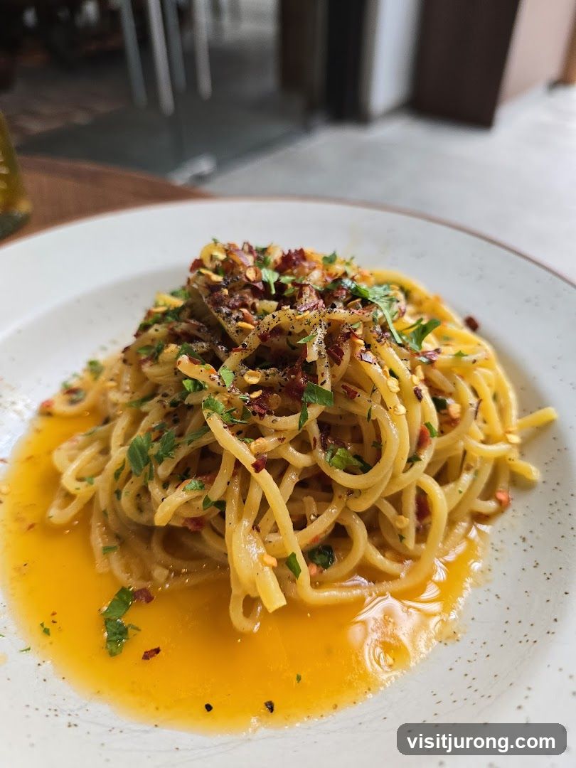 Spaghetti with Chili Flakes and Parsley