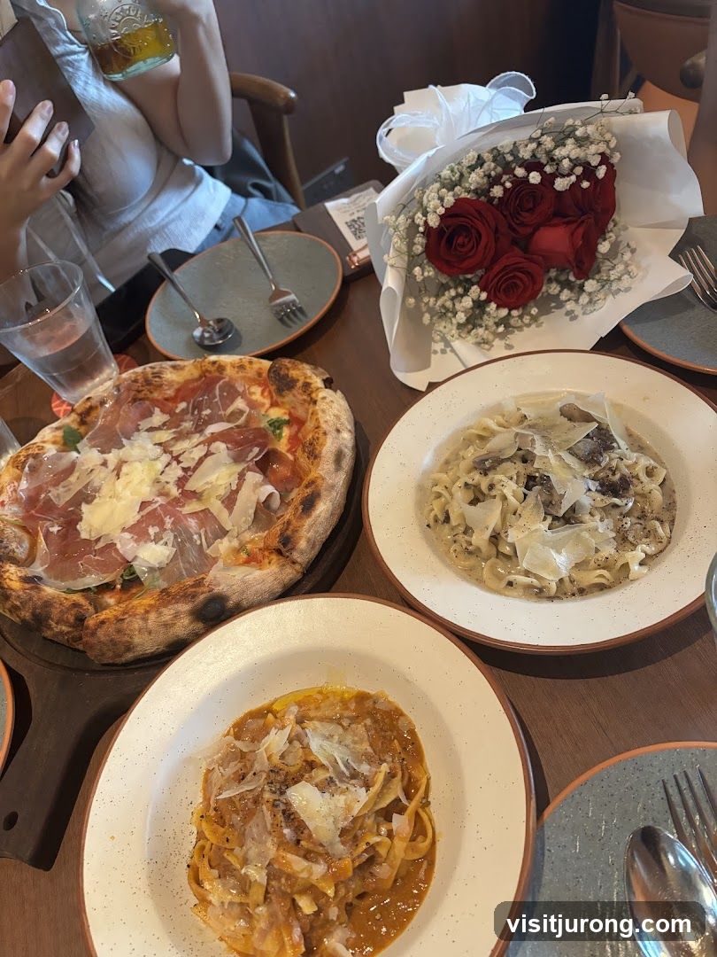 Table with Pizza and Pasta