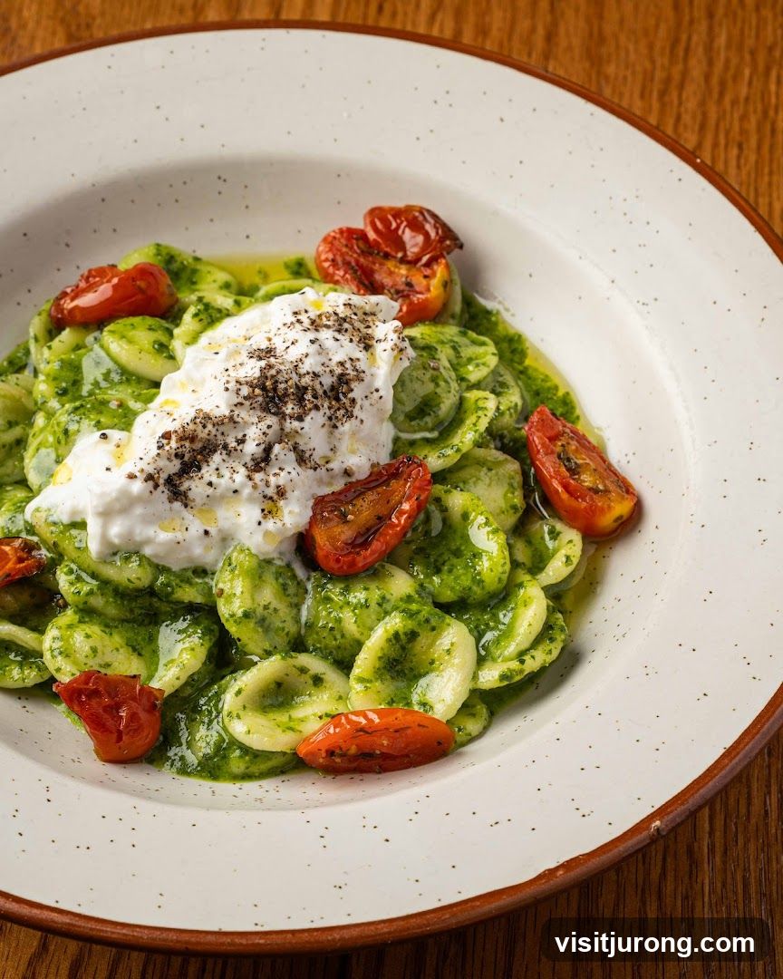 Orecchiette Pasta with Pesto and Burrata