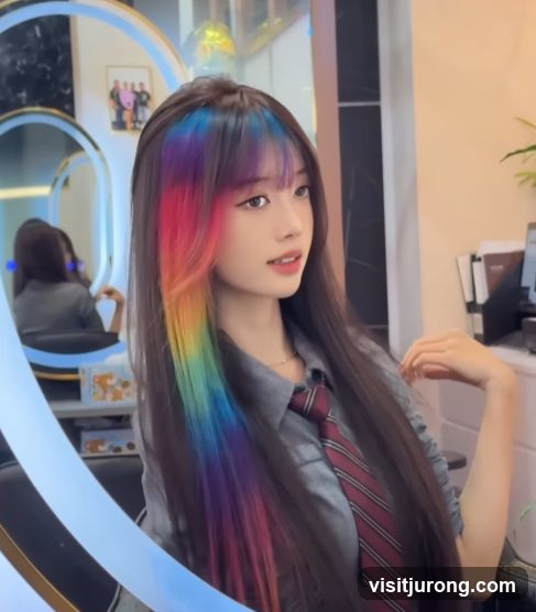 Woman with colorful hair