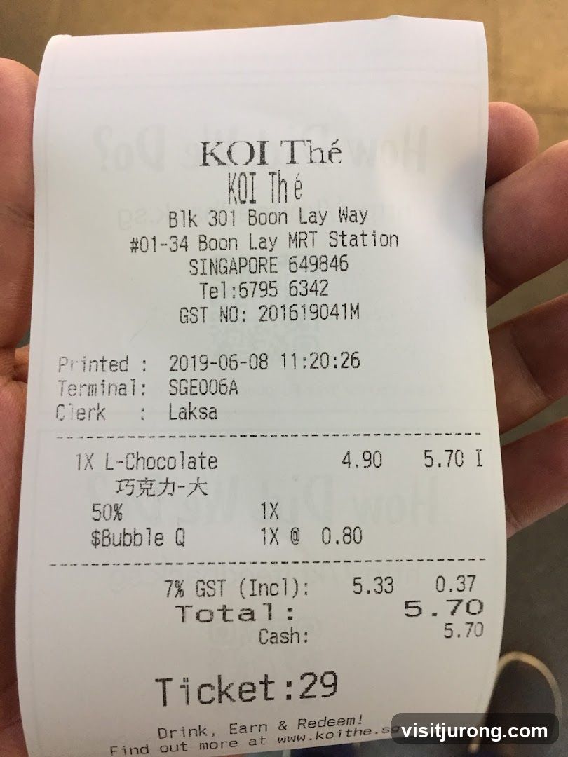 KOI Thé Receipt
