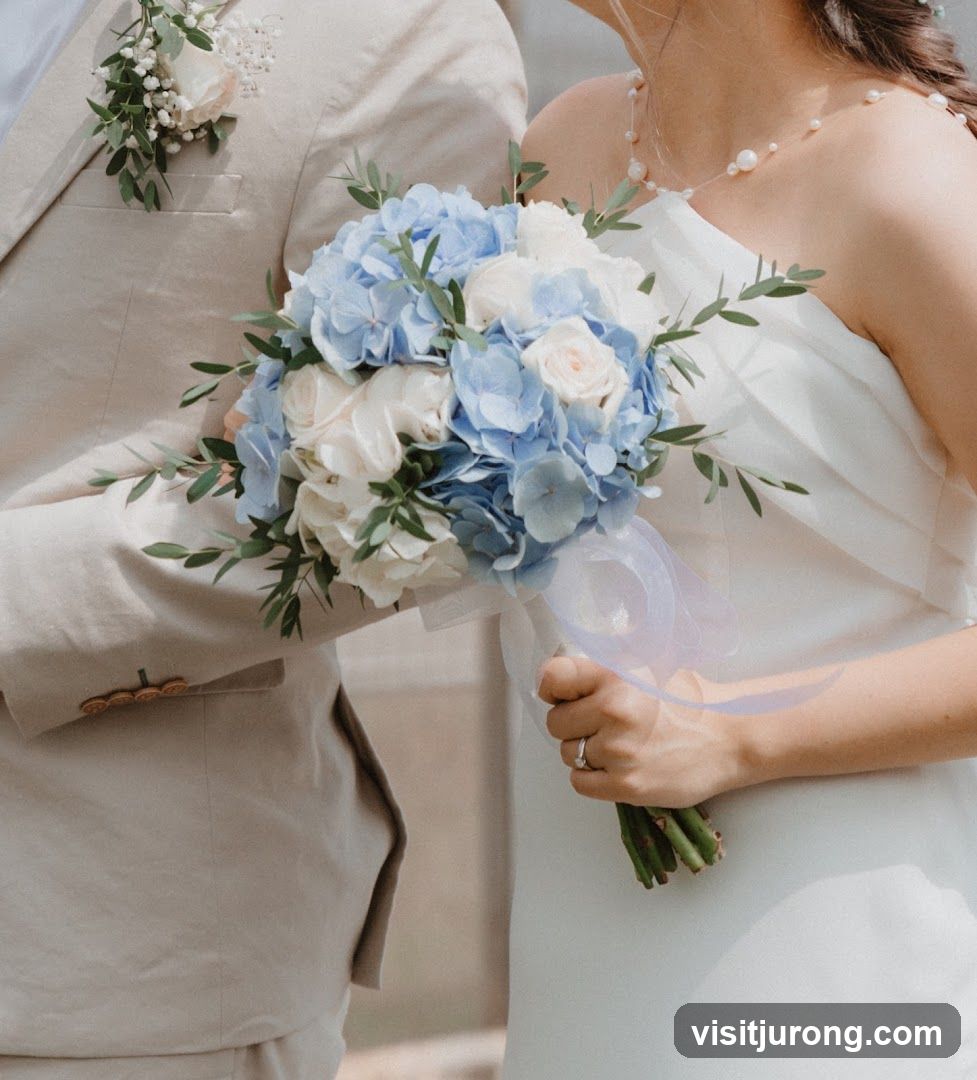 Wedding Couple with Bouquet