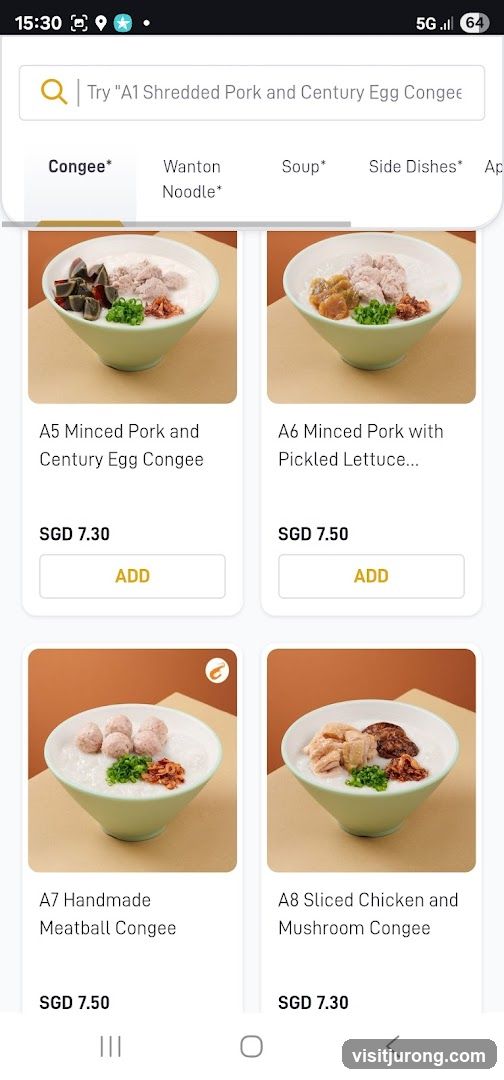Congee Menu
