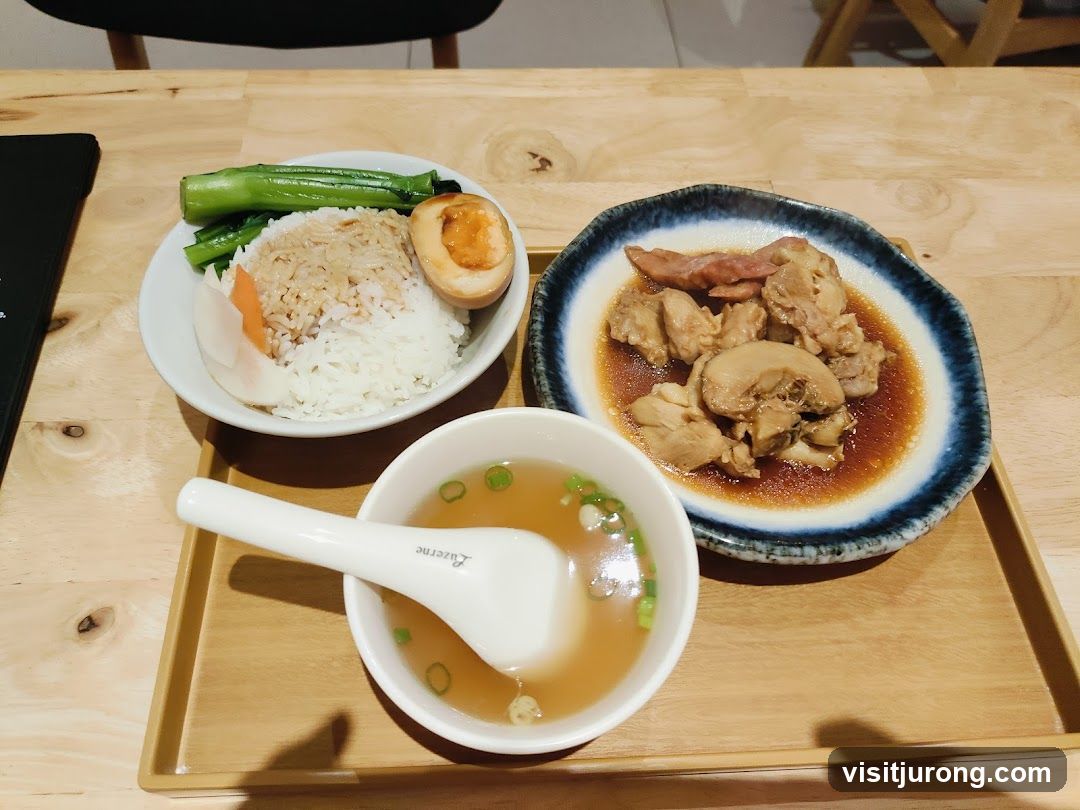 Braised Chicken with Rice and Soup