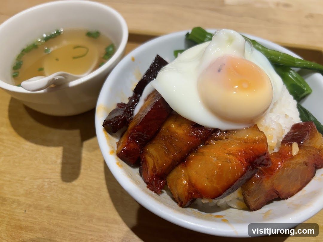 Braised Pork Belly Rice with Egg and Soup