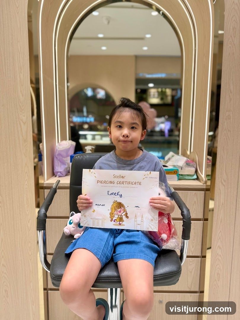 Girl Holding Piercing Certificate