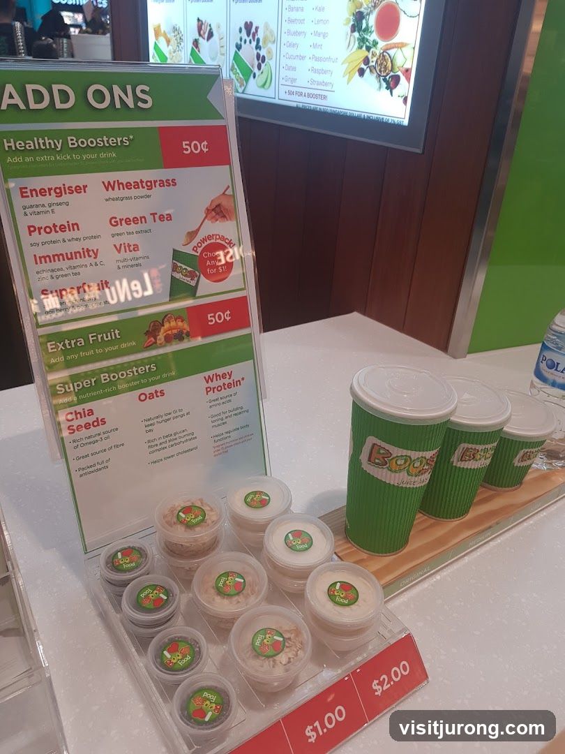 Boost Juice Add-Ons Menu