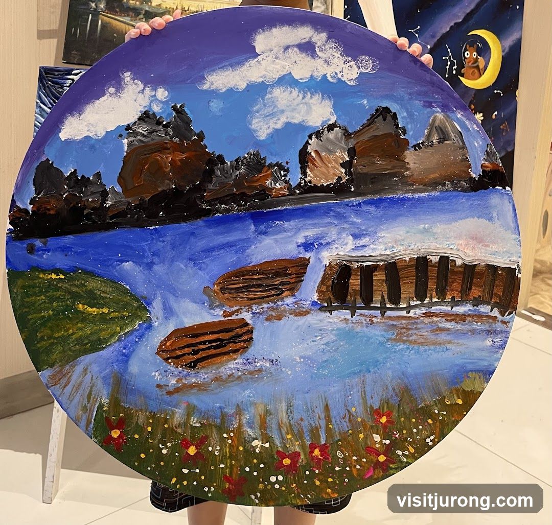 Circular Painting of a Landscape