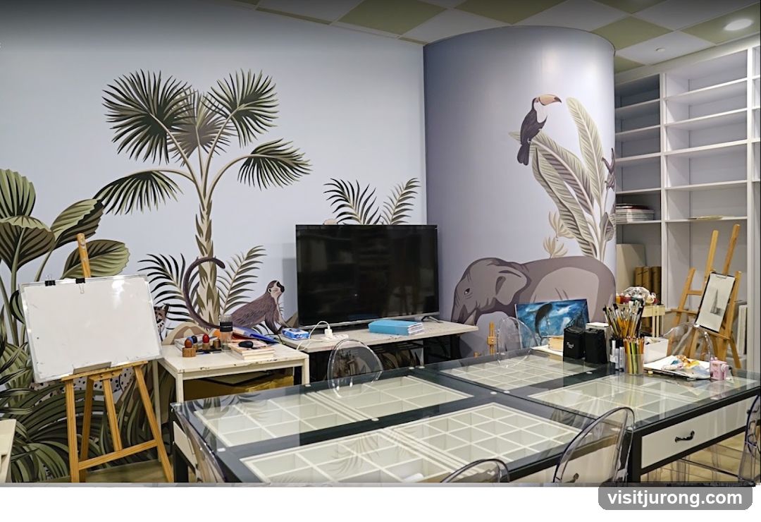 Art Studio with Jungle Mural