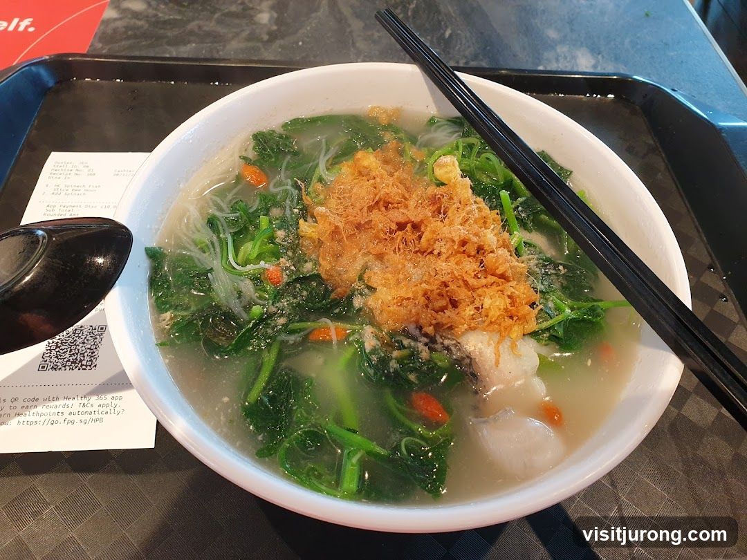 Bowl of Noodles with Fish and Greens