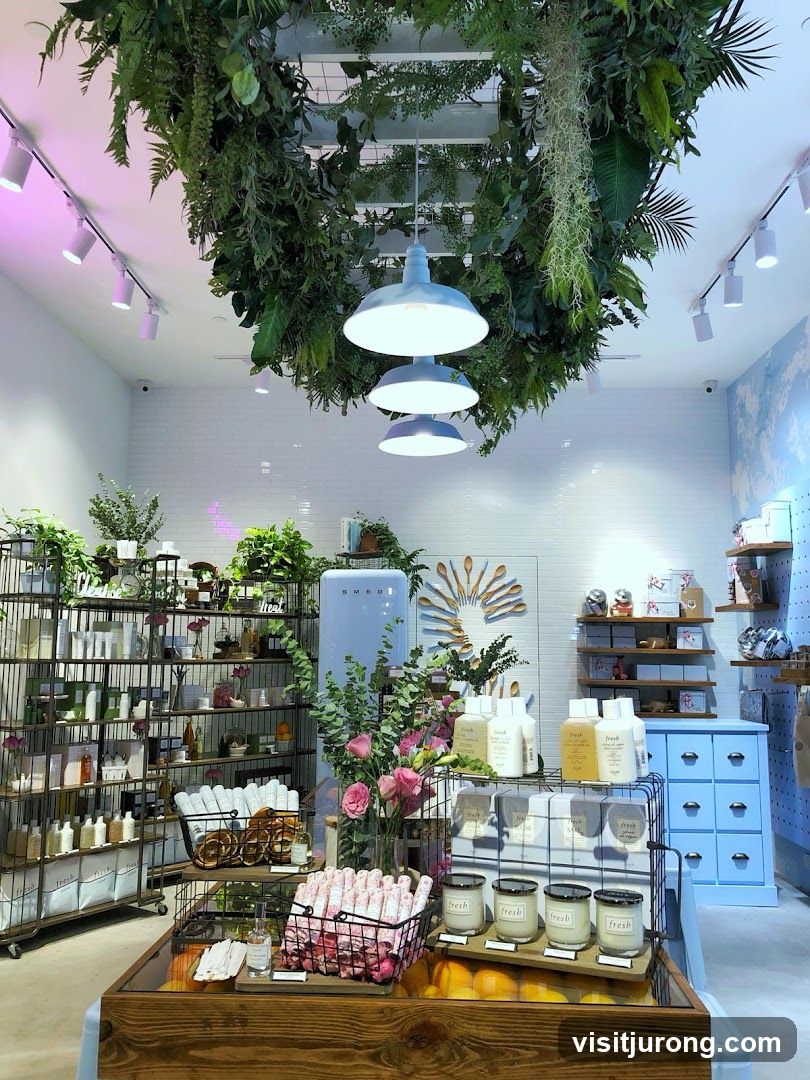 Store Interior with Plants and Products