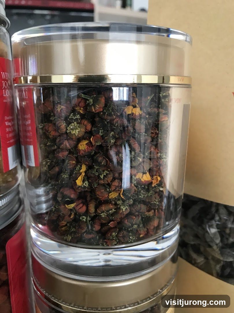 Dried Chrysanthemum Buds in a Jar