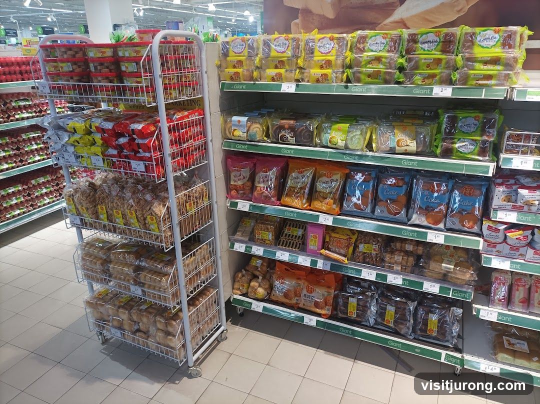 Supermarket Aisles with Packaged Snacks and Baked Goods
