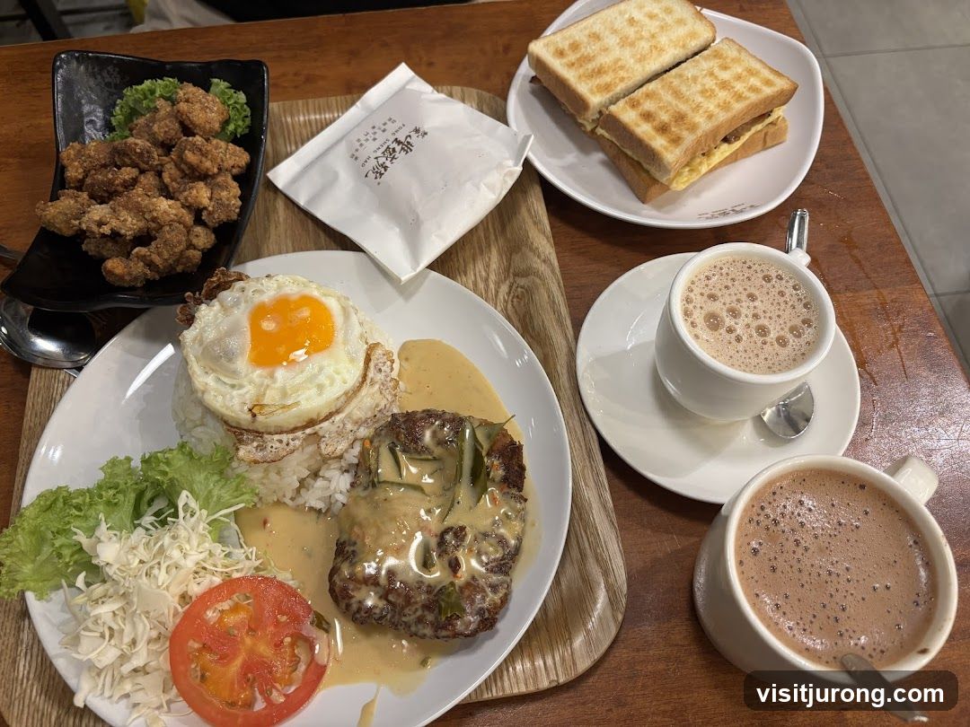 Meal with Fried Chicken and Drinks
