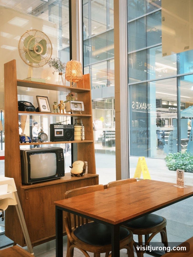 Retro-themed cafe interior with vintage decor