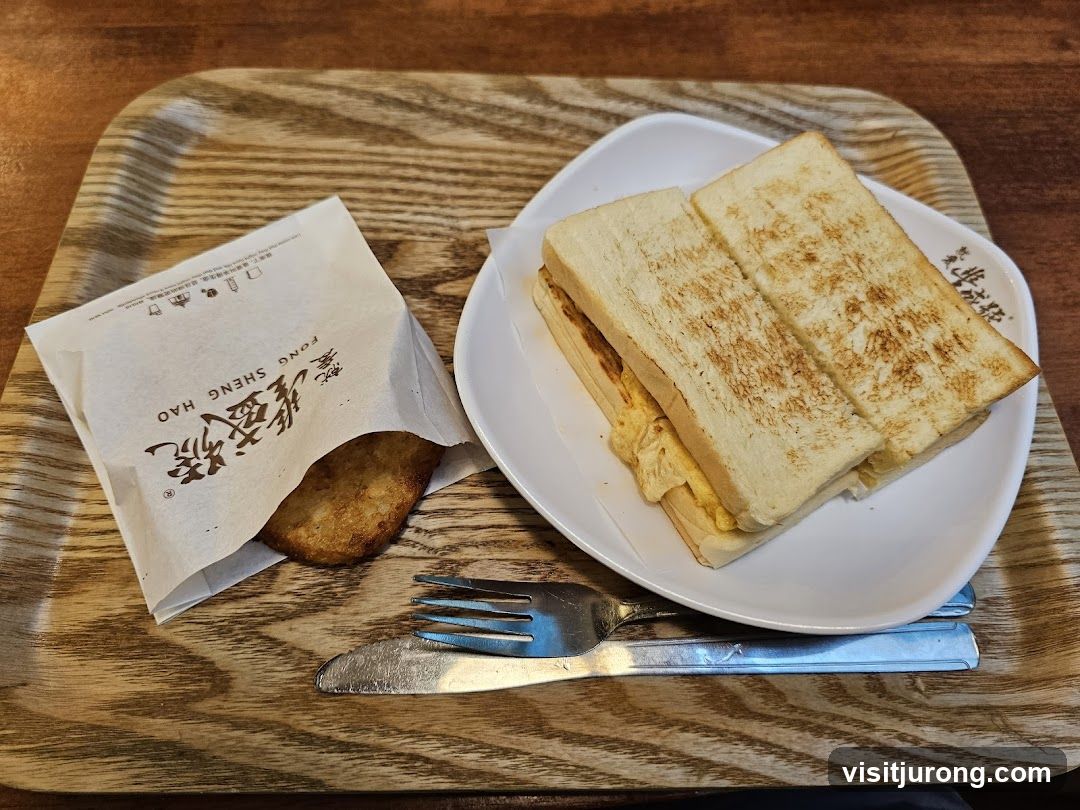 Egg Sandwich and Hash Brown