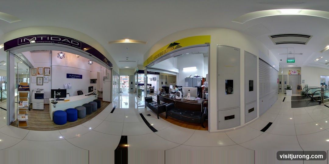 Office Interior with Reception and Desks