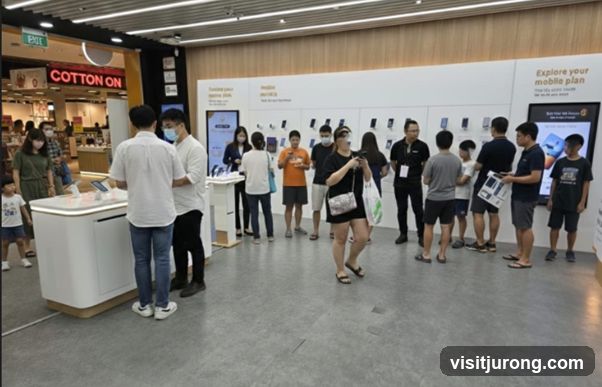 Customers browsing in a mobile phone store