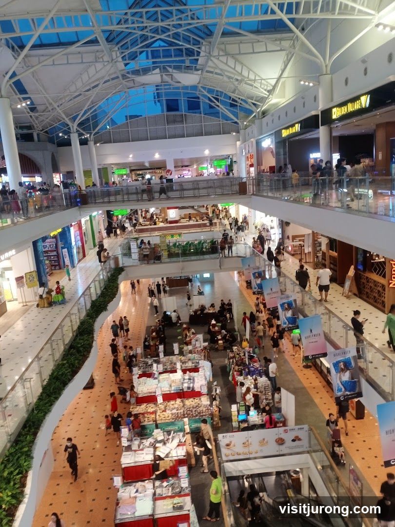 Busy shopping mall interior