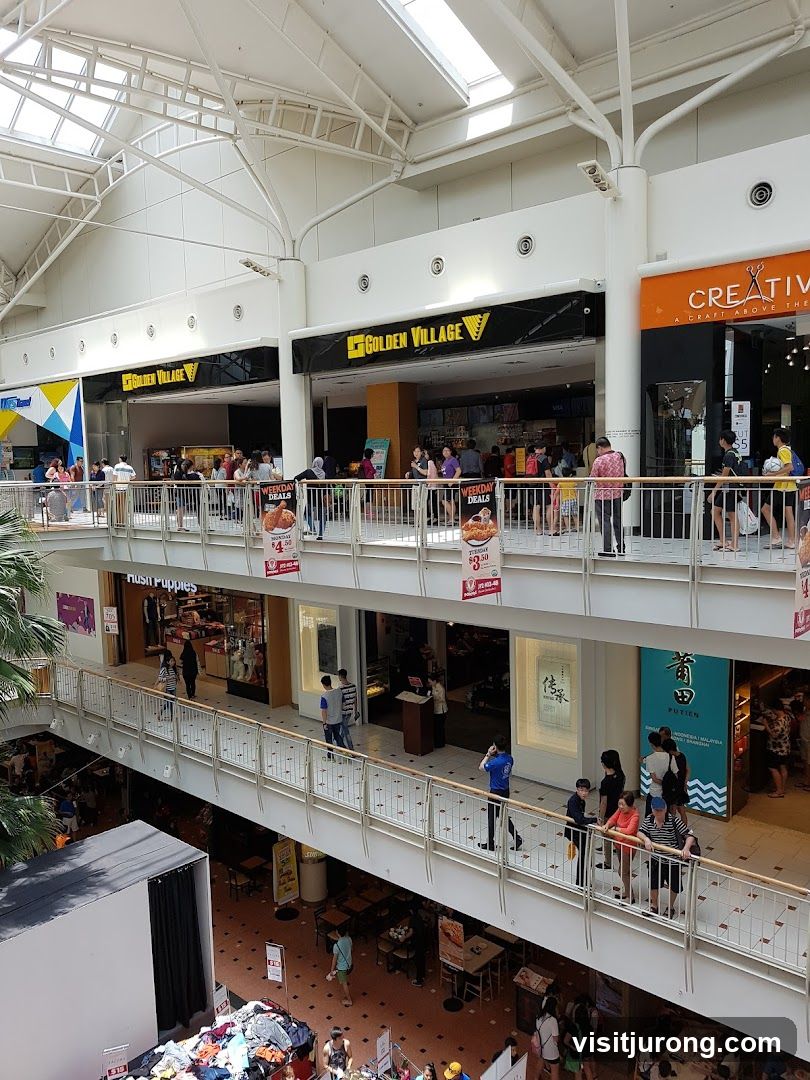 Mall Interior with Shops and People