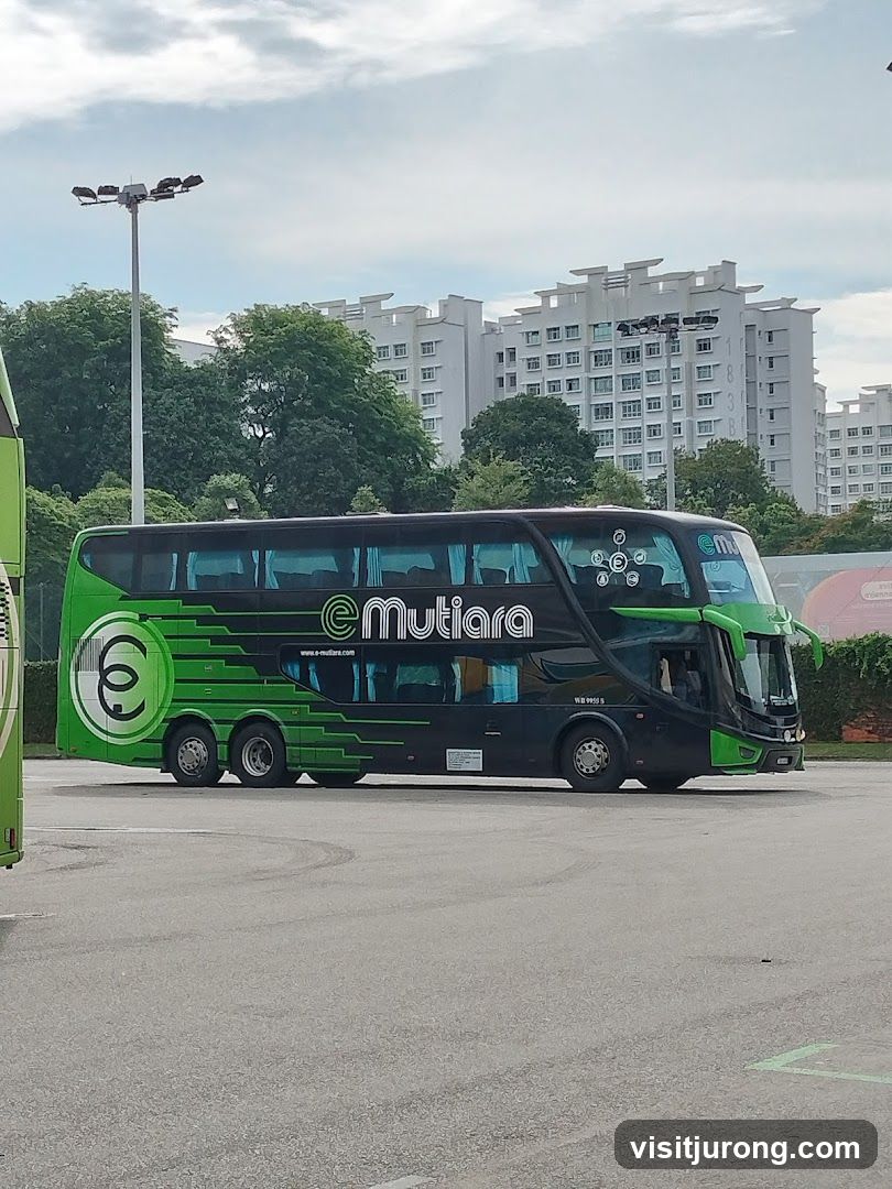 Double-decker bus with "e-Mutiara" logo