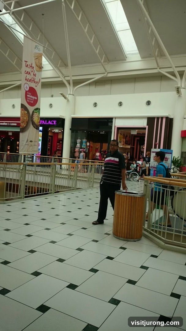 Mall Interior with Shops and People