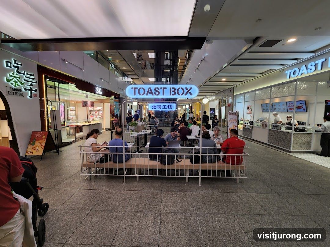 Food court with seating area