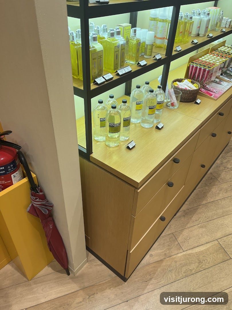 Store Display with Bottles and Boxes