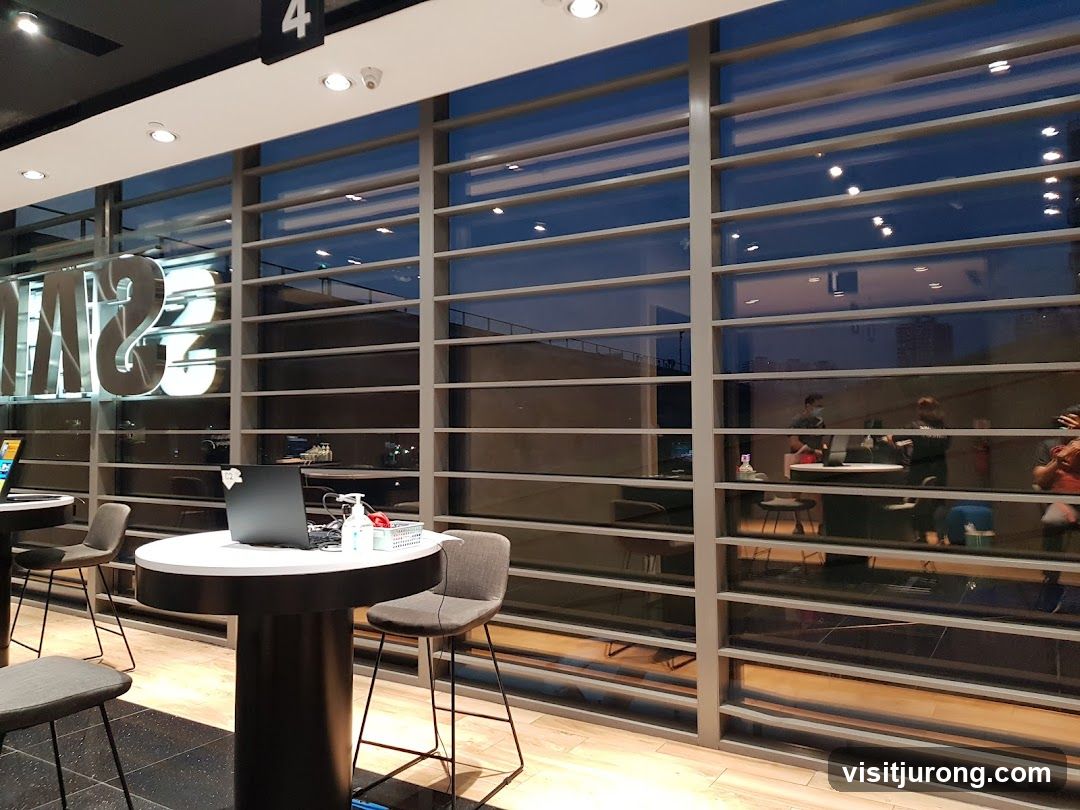 Modern store interior with large windows