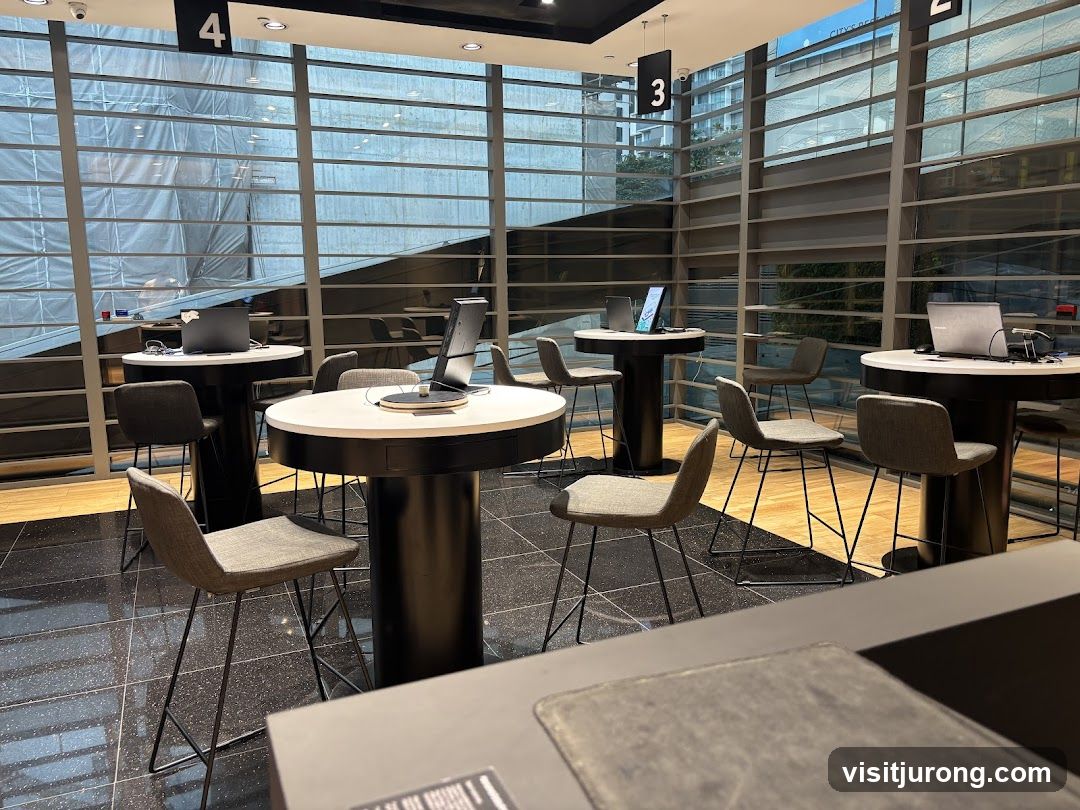 Modern seating area with laptops