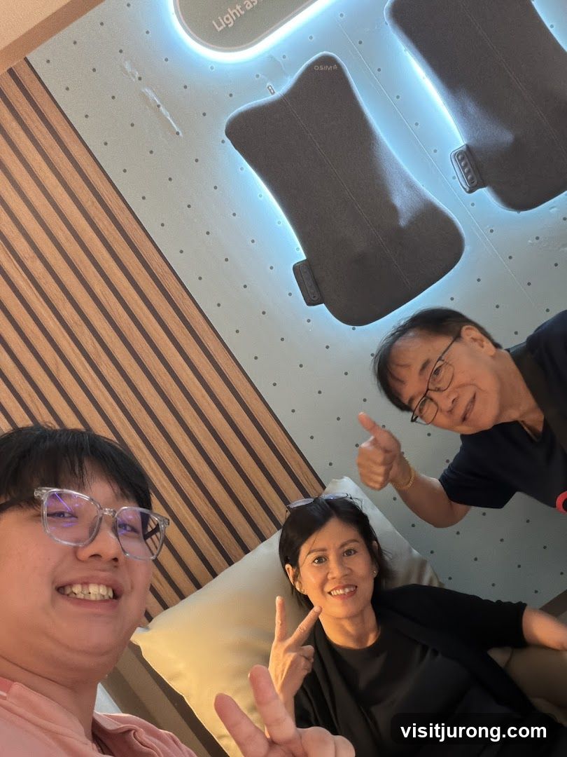 People posing with massage devices