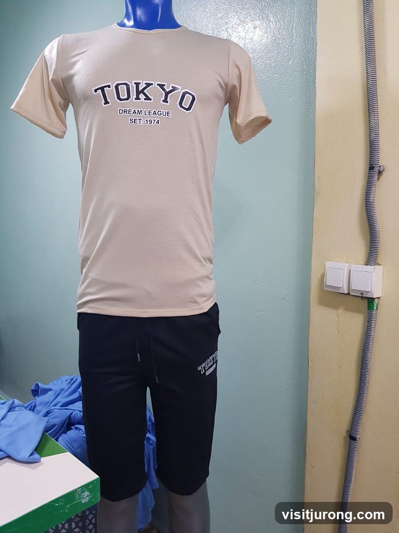Mannequin wearing a t-shirt and shorts