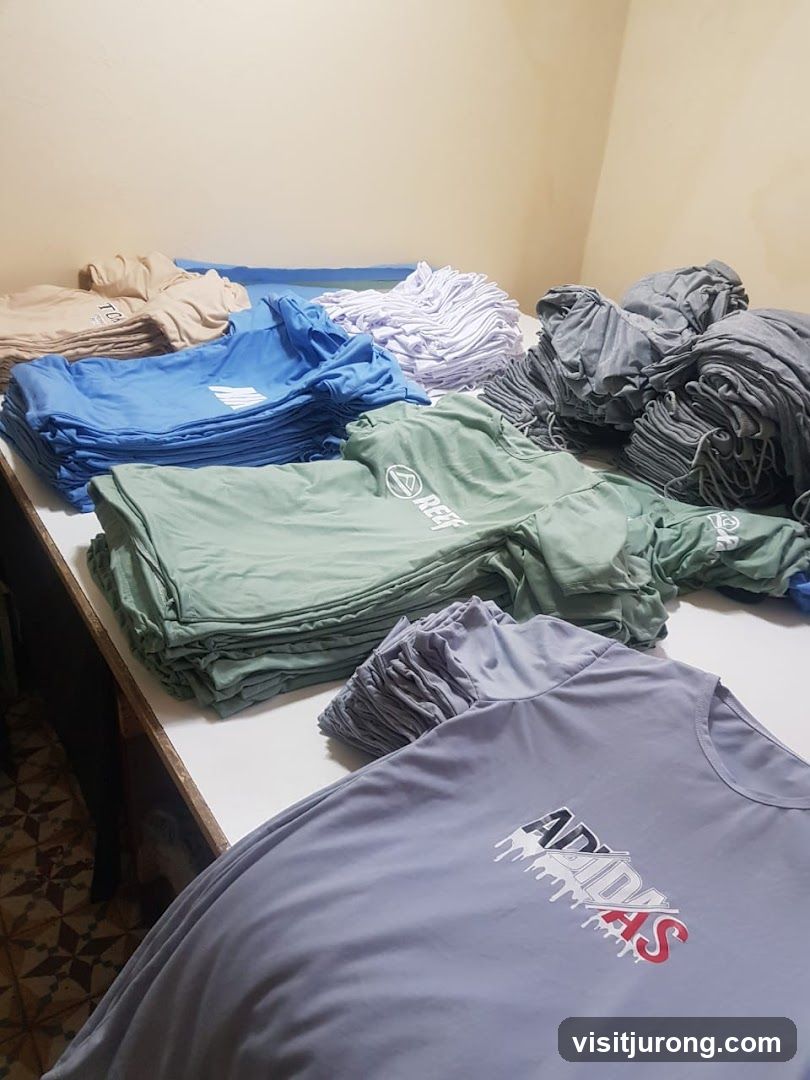 Stacks of T-shirts
