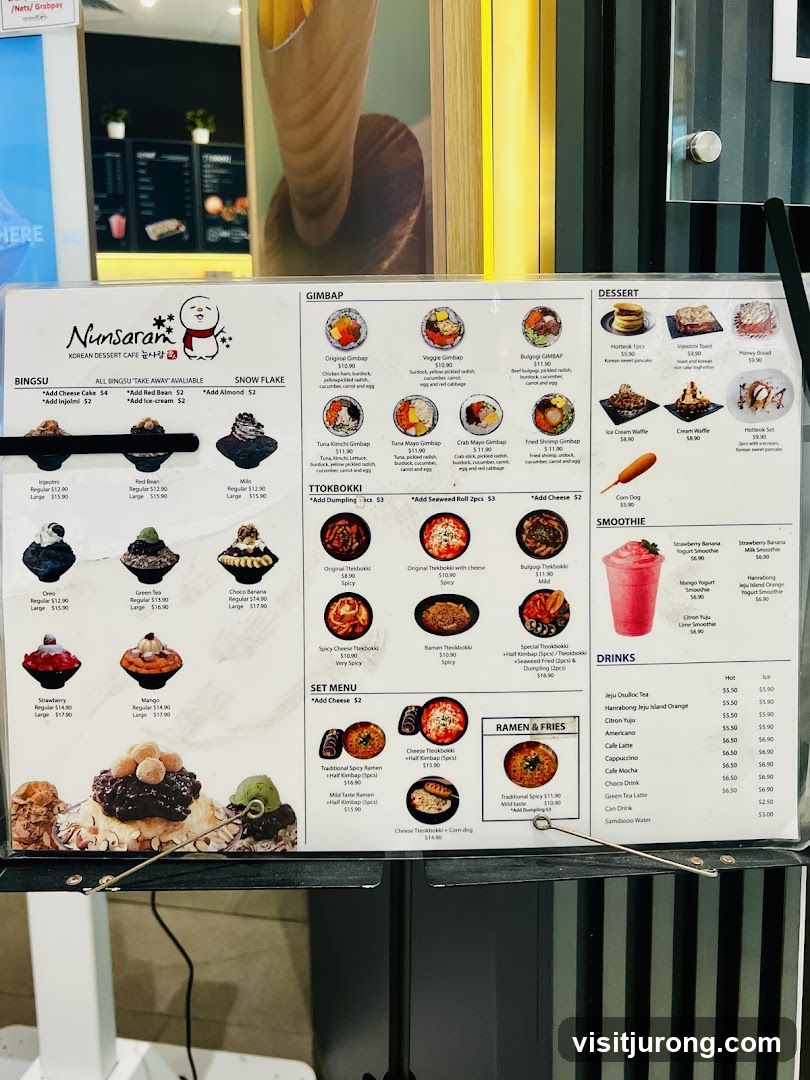 Nunsaran Korean Dessert Cafe Menu