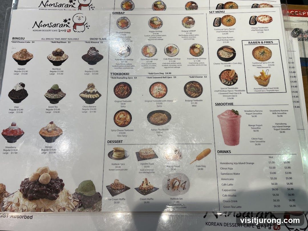 Nunsaran Korean Dessert Cafe Menu