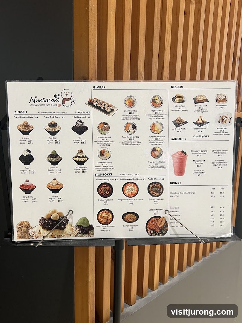 Nunsaran Korean Dessert Cafe Menu