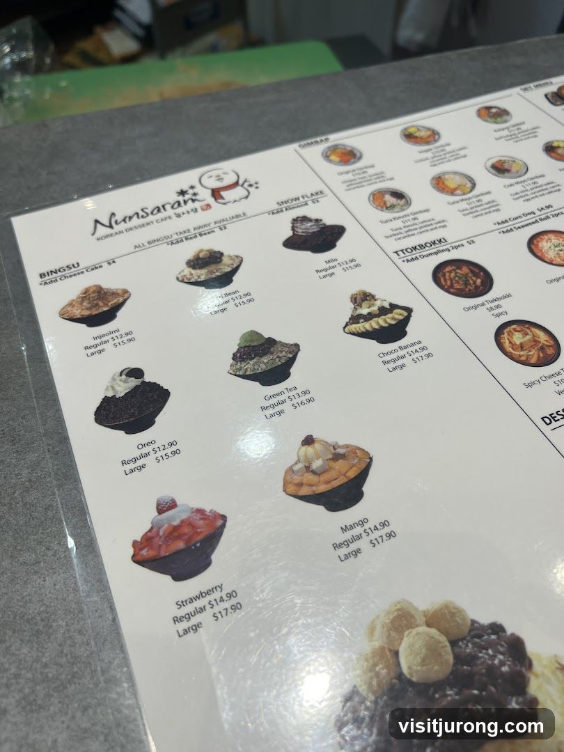 Nunsaran Korean Dessert Cafe Menu