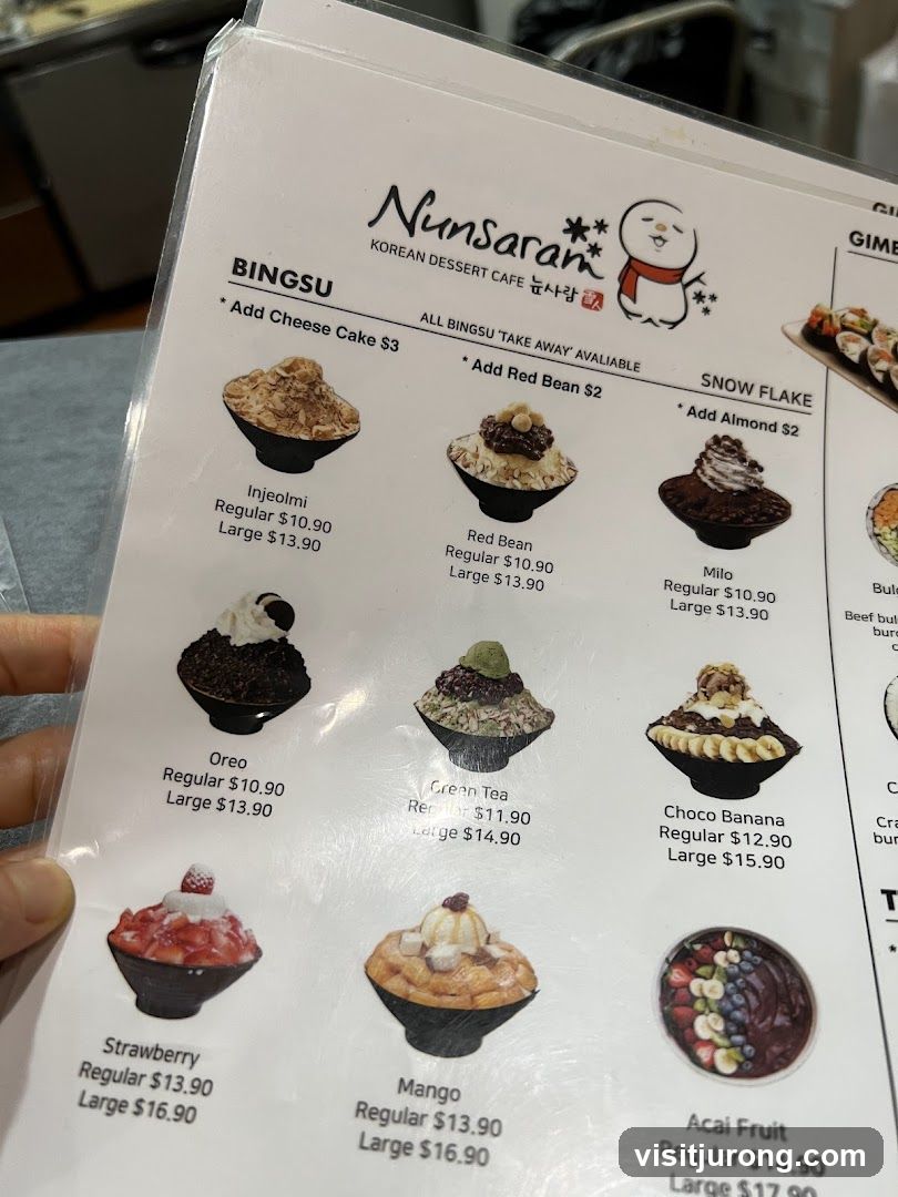 Nunsaran Korean Dessert Cafe Menu