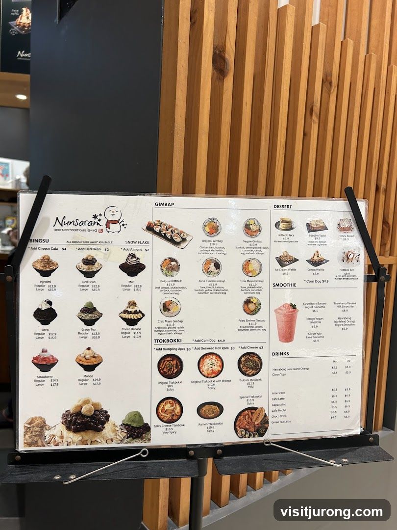 Nunsaram Korean Dessert Cafe Menu