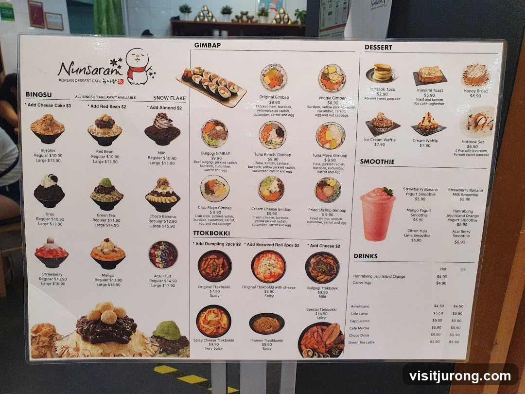Nunsaran Korean Dessert Cafe Menu