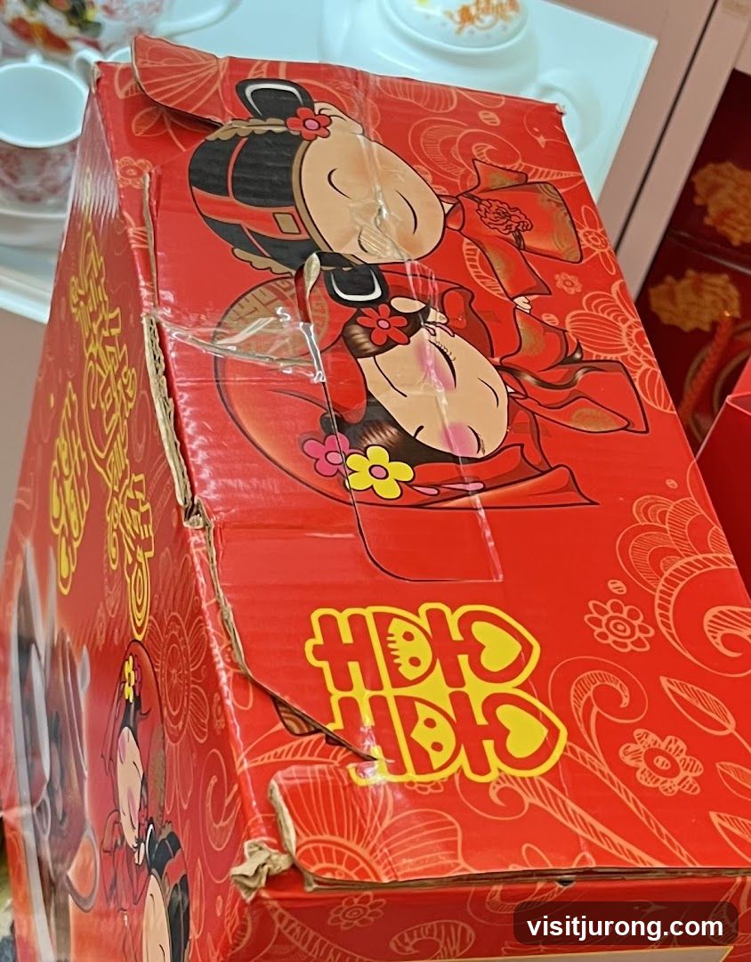 Red Gift Box with Chinese Wedding Imagery