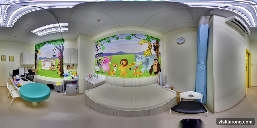 Children's examination room with animal mural
